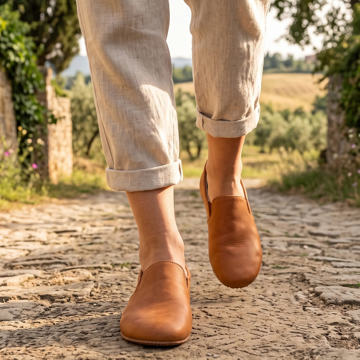 Crazy Barefoot Slip-On Shoes – Rubber Sole – Honey Camel