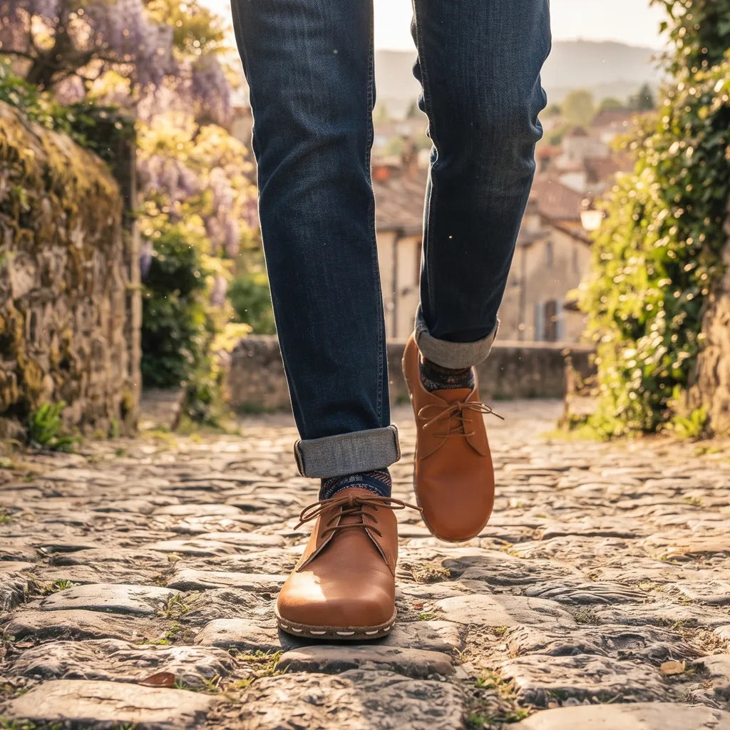 Smooth Barefoot Oxford Shoes — Leather Sole – Tan