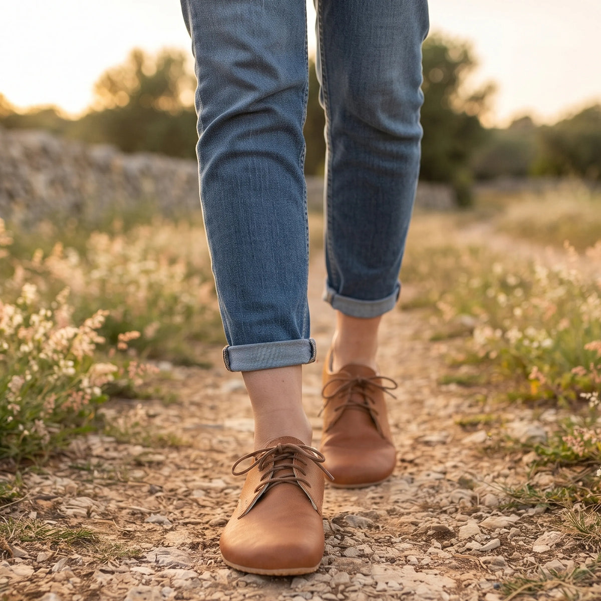 Crazy Barefoot Oxford Shoes – Rubber Sole – Honey Camel
