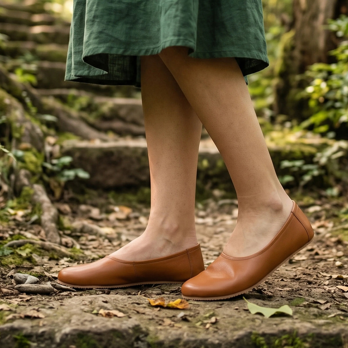 Smooth Barefoot Ballet Shoes – Rubber Sole – Tan