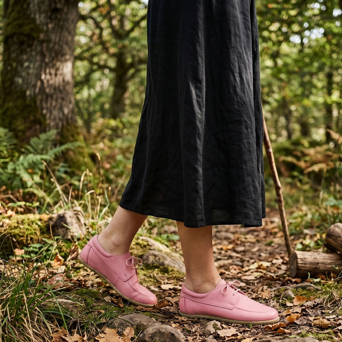 Smooth Barefoot Laces Penny Loafer Shoes – Classic Sole — Leather Sole – Pink