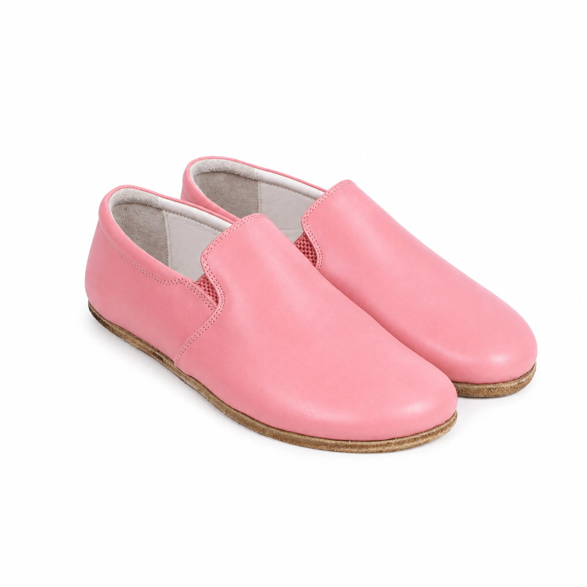 Smooth Barefoot Slip-On Shoes – Classic Sole — Leather Sole – Pink
