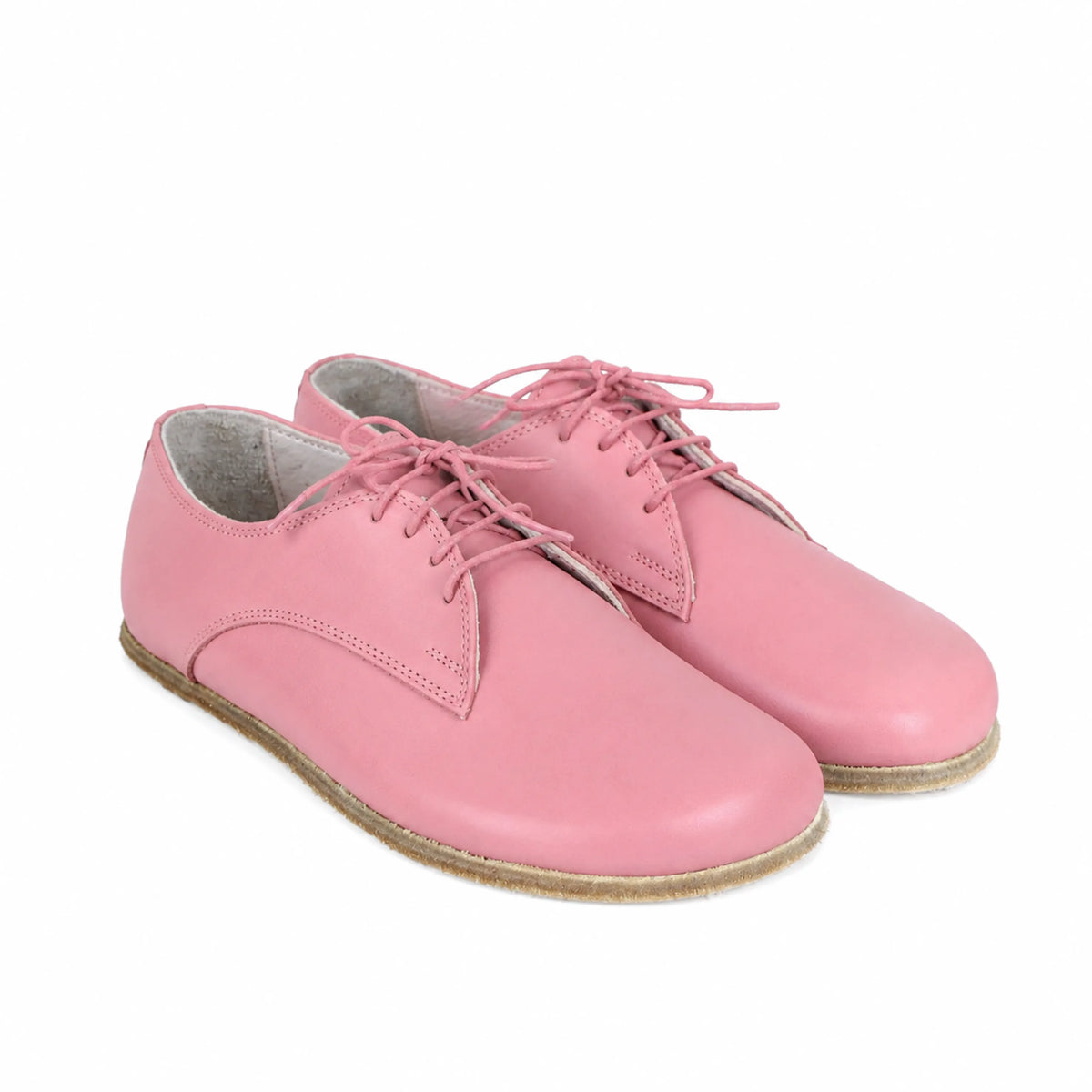 Smooth Barefoot Oxford Shoes — Leather Sole – Pink