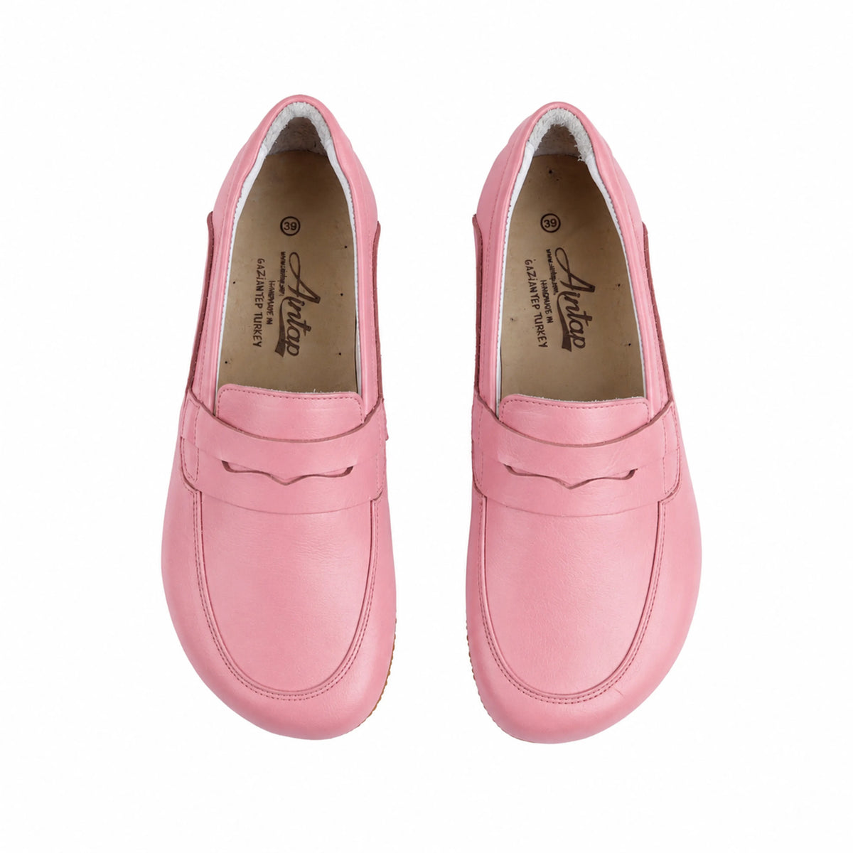 Smooth Barefoot Penny Loafer Shoes – Rubber Sole – Pink