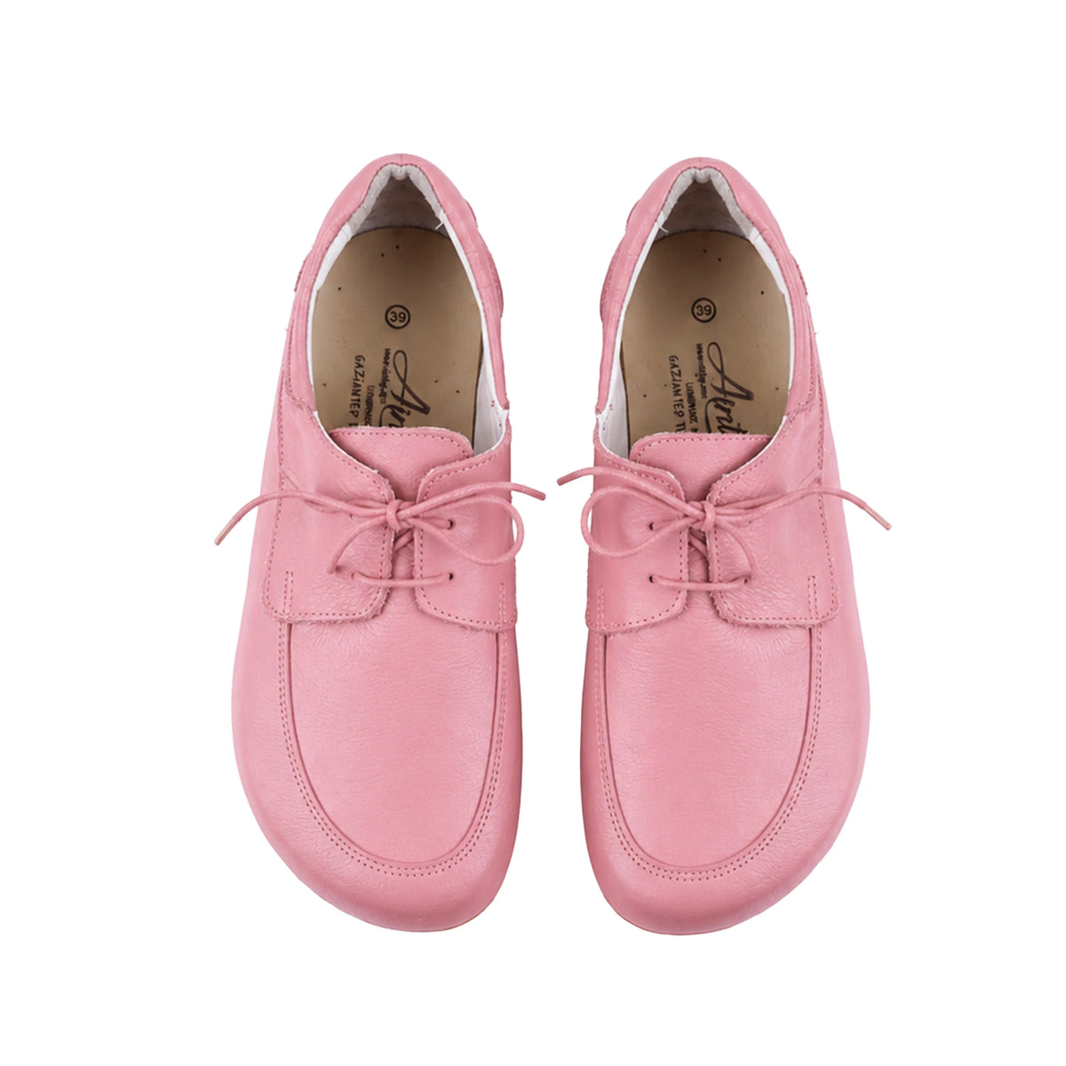 Smooth Barefoot Laces Penny Loafer Shoes – Rubber Sole – Pink