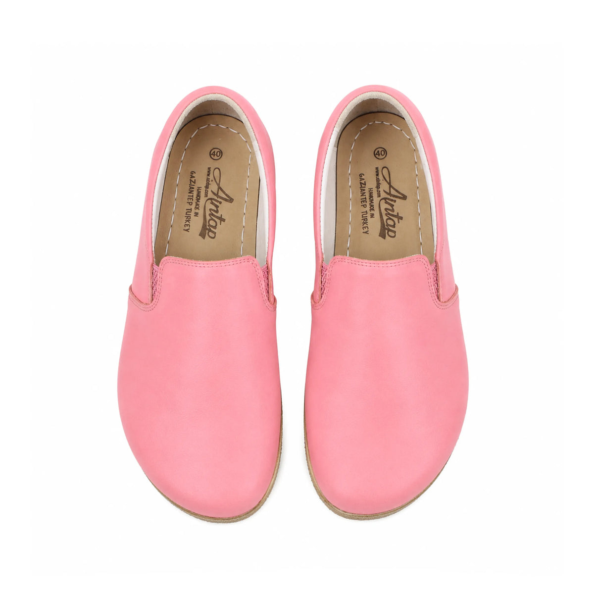 Smooth Barefoot Slip-On Shoes – Classic Sole — Leather Sole – Pink