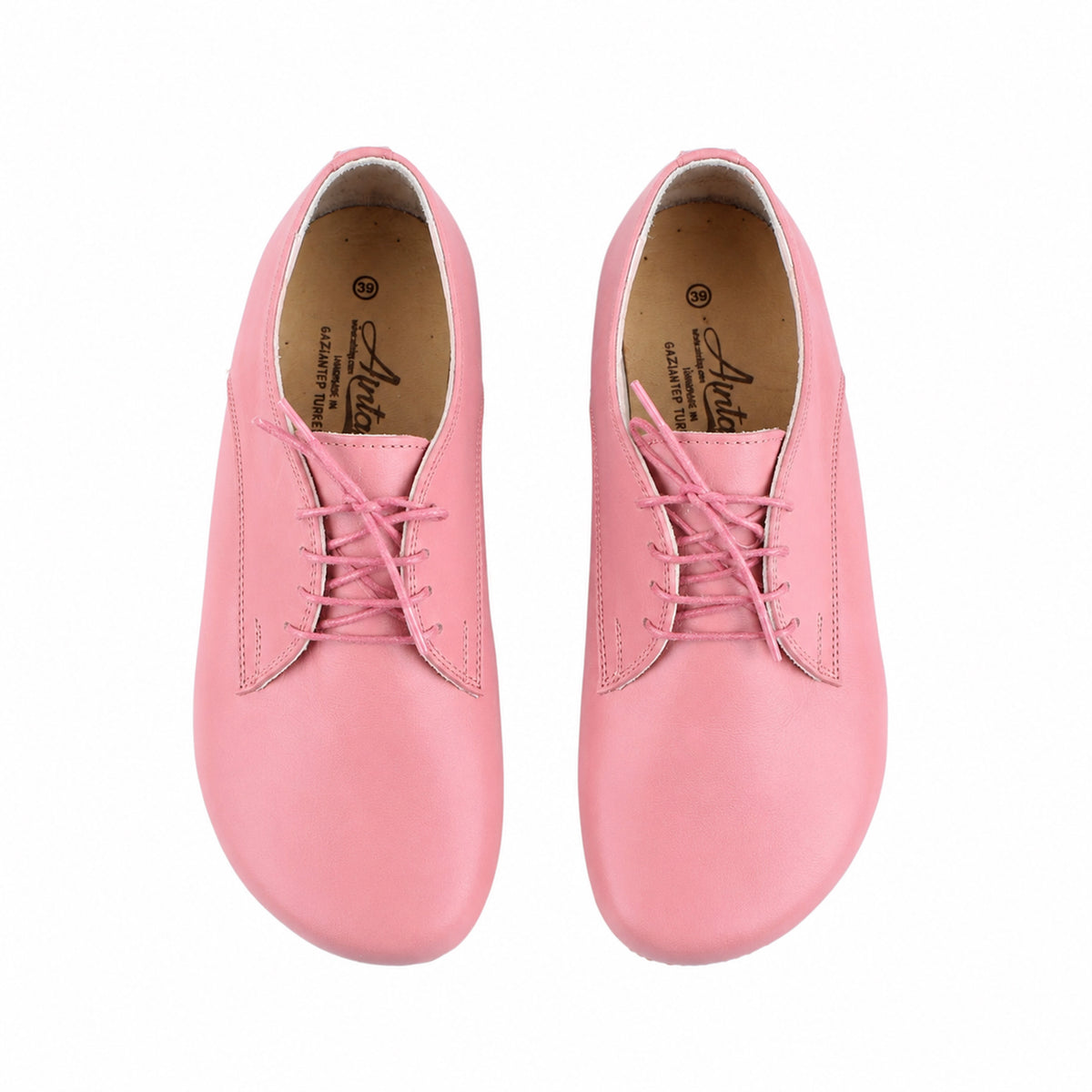 Smooth Barefoot Oxford Shoes – Classic Sole — Leather Sole – Pink