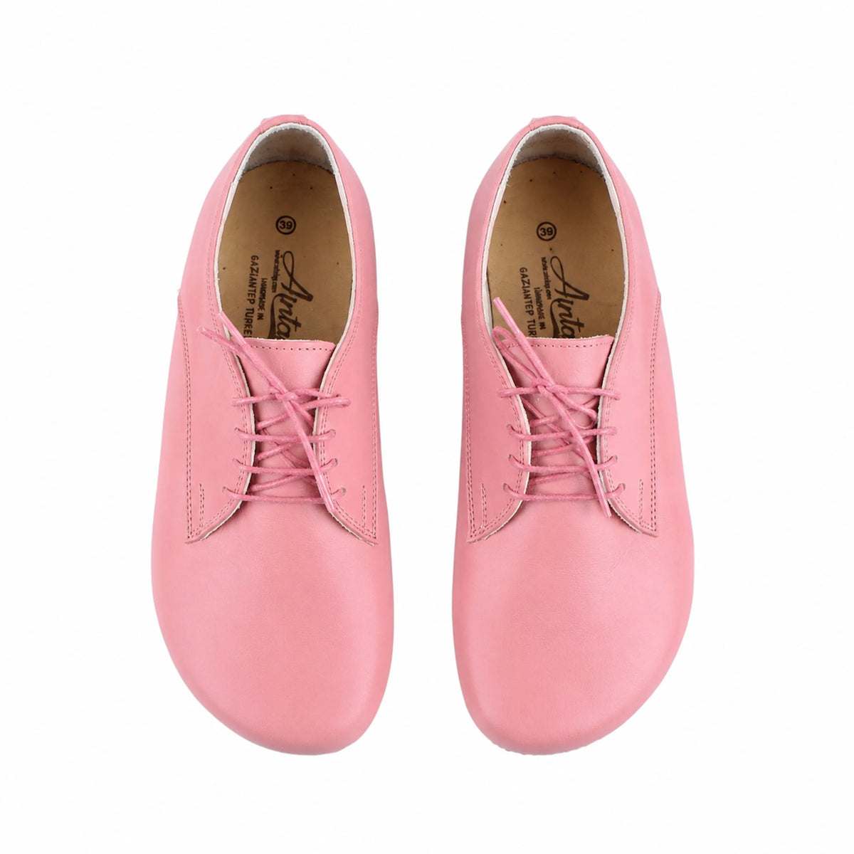 Smooth Barefoot Oxford Shoes — Leather Sole – Pink