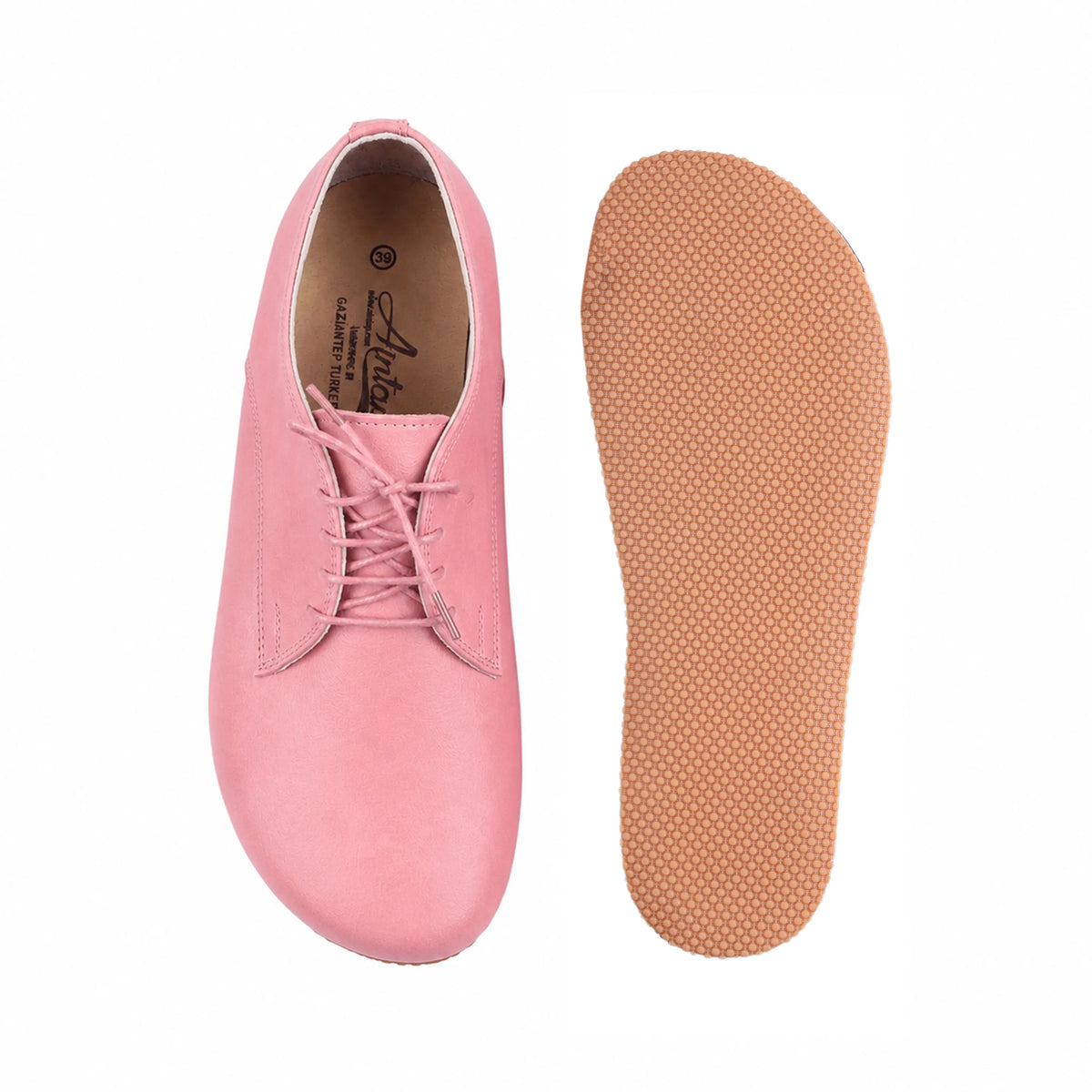 Smooth Barefoot Oxford Shoes – Rubber Sole – Pink