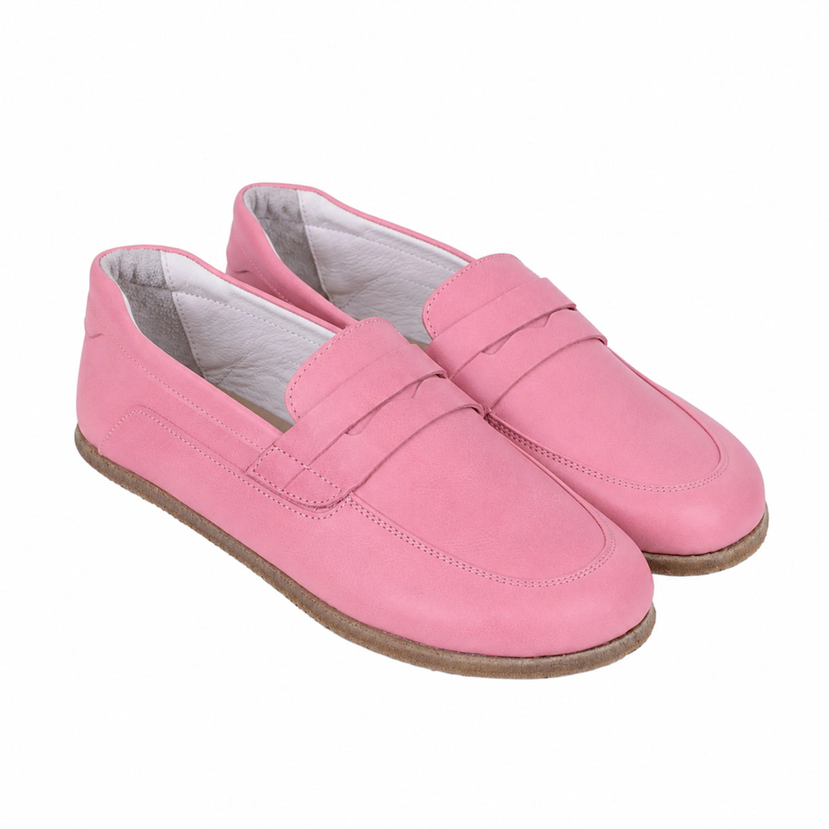 Smooth Barefoot Penny Loafer Shoes – Classic Sole — Leather Sole – Pink