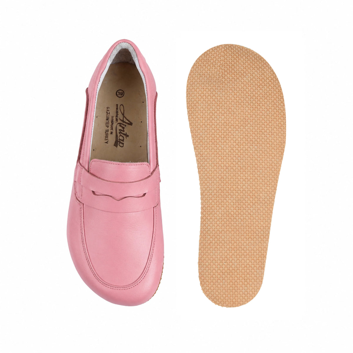 Smooth Barefoot Penny Loafer Shoes – Rubber Sole – Pink