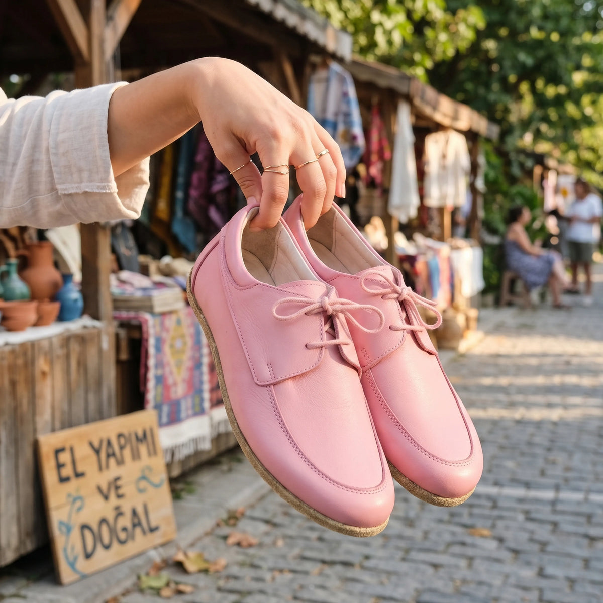 Smooth Barefoot Laces Penny Loafer Shoes – Classic Sole — Leather Sole – Pink