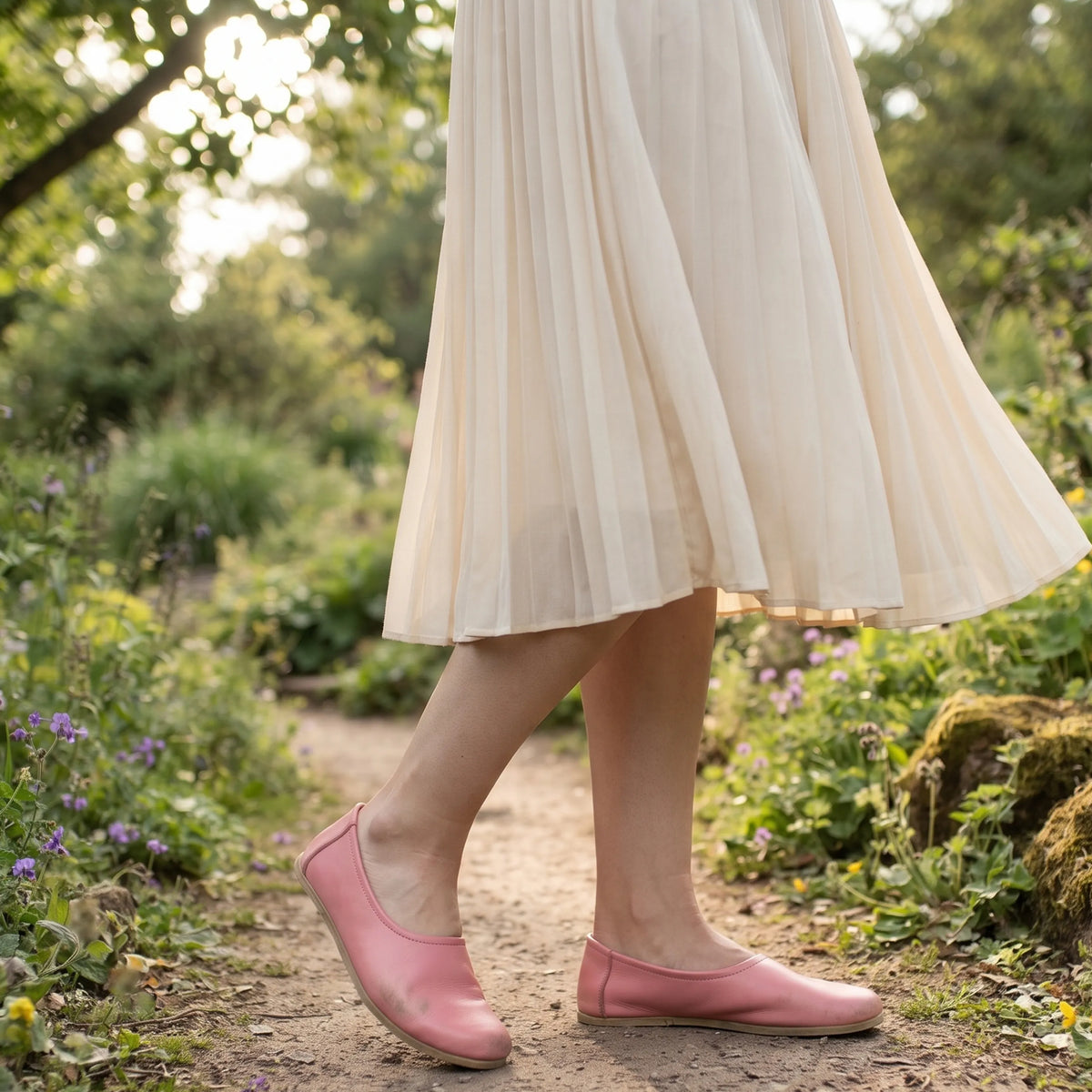 Smooth Barefoot Ballet Shoes – Classic Sole — Leather Sole – Pink