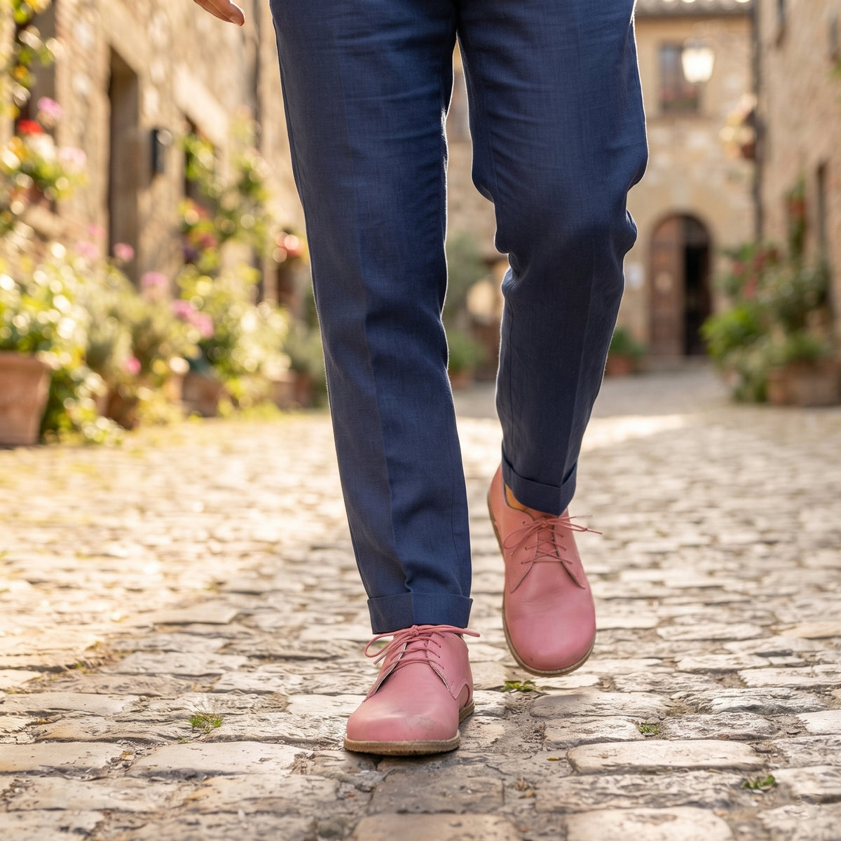 Smooth Barefoot Oxford Shoes – Classic Sole — Leather Sole – Pink
