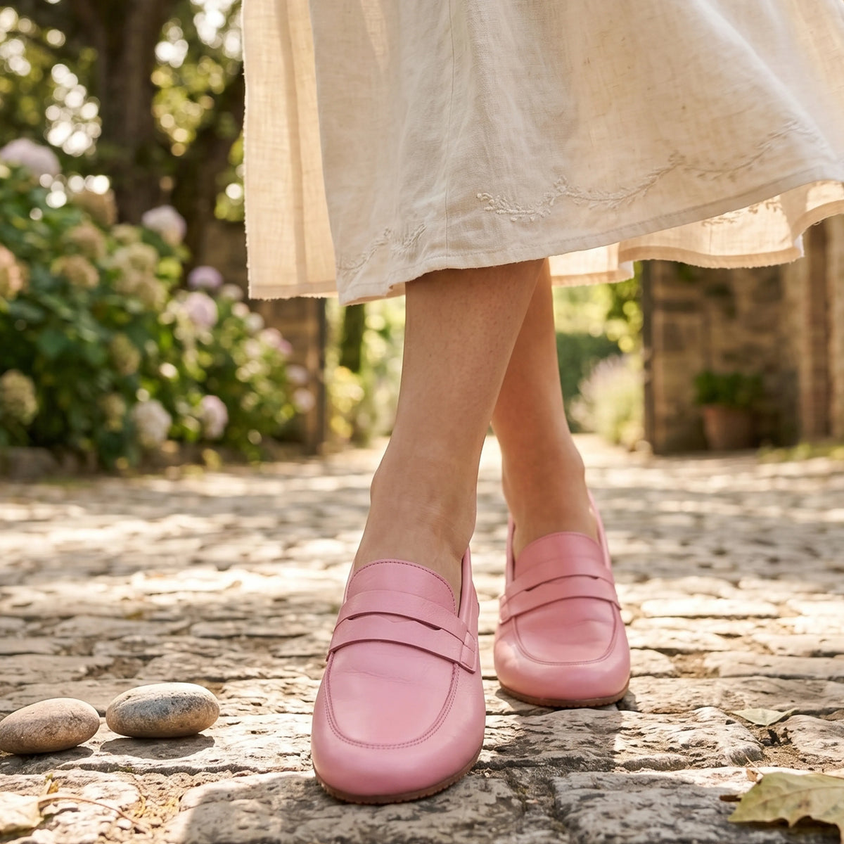 Smooth Barefoot Penny Loafer Shoes – Rubber Sole – Pink