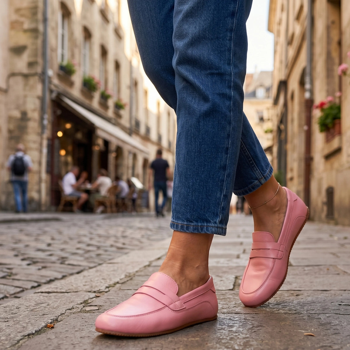 Smooth Barefoot Penny Loafer Shoes – Rubber Sole – Pink