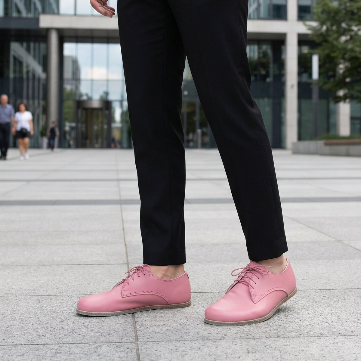 Smooth Barefoot Oxford Shoes – Classic Sole — Leather Sole – Pink