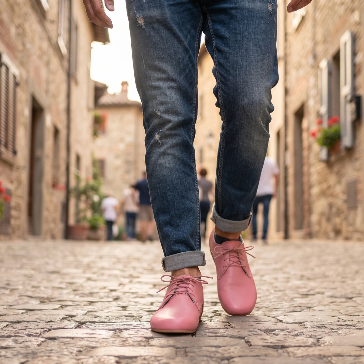 Smooth Barefoot Oxford Shoes – Rubber Sole – Pink
