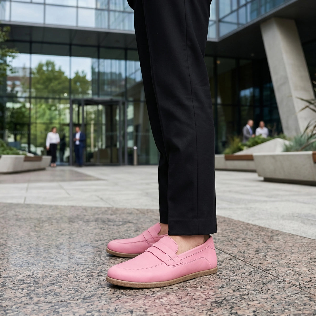 Smooth Barefoot Penny Loafer Shoes – Classic Sole — Leather Sole – Pink