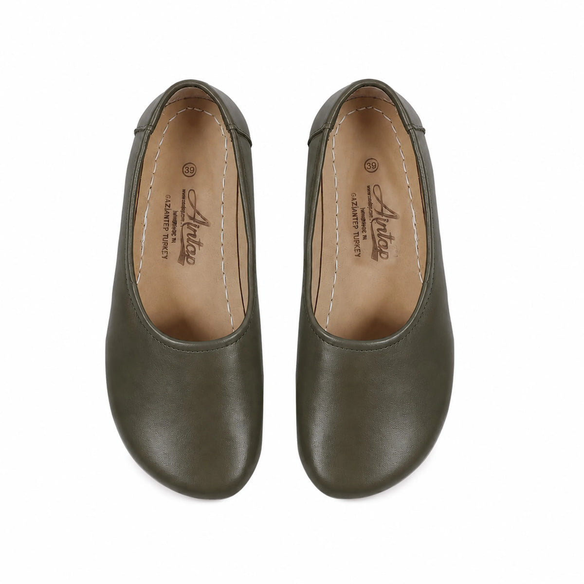 Smooth Barefoot Ballet Shoes – Rubber Sole – Olive Green