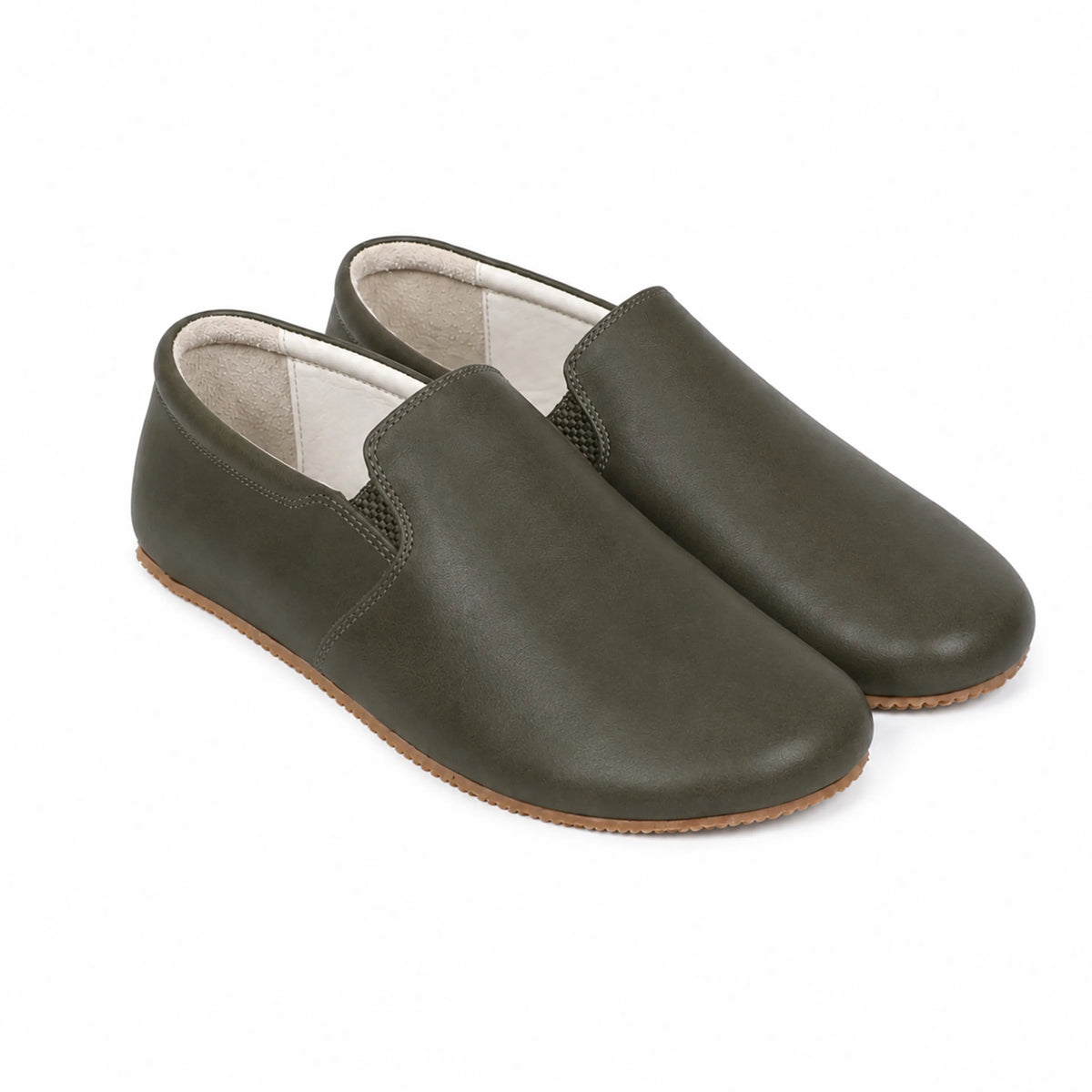 Smooth Barefoot Slip-On Shoes – Rubber Sole – Olive Green