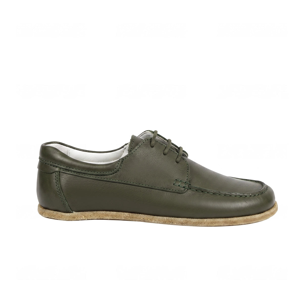 Smooth Barefoot Laces Penny Loafer Shoes – Classic Sole — Leather Sole – Olive Green
