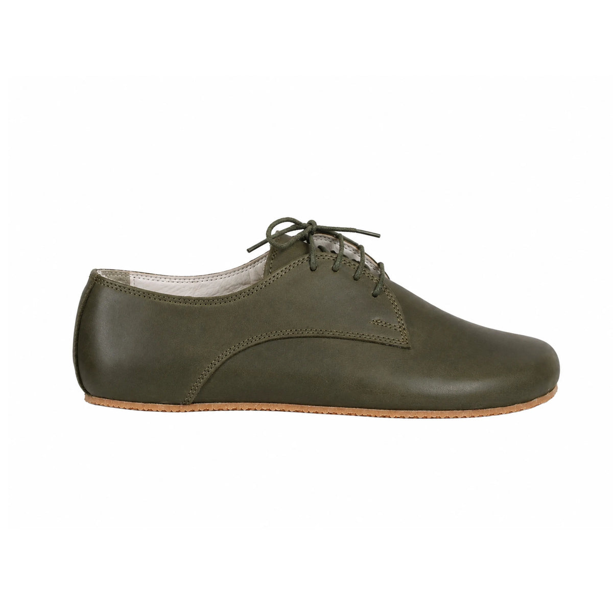 Smooth Barefoot Oxford Shoes – Rubber Sole – Olive Green