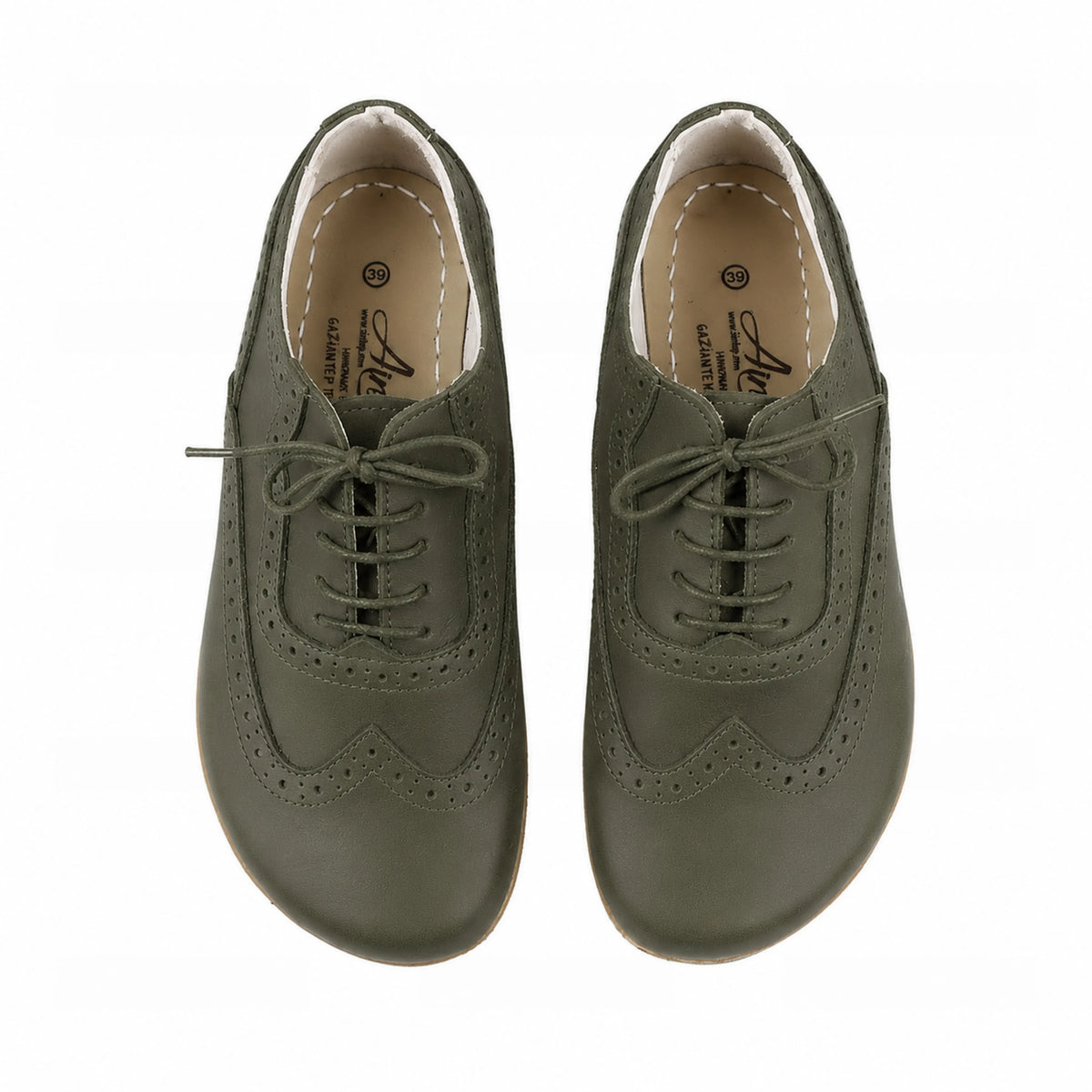 Smooth Barefoot Moccasin Shoes – Classic Sole — Leather Sole – Olive Green