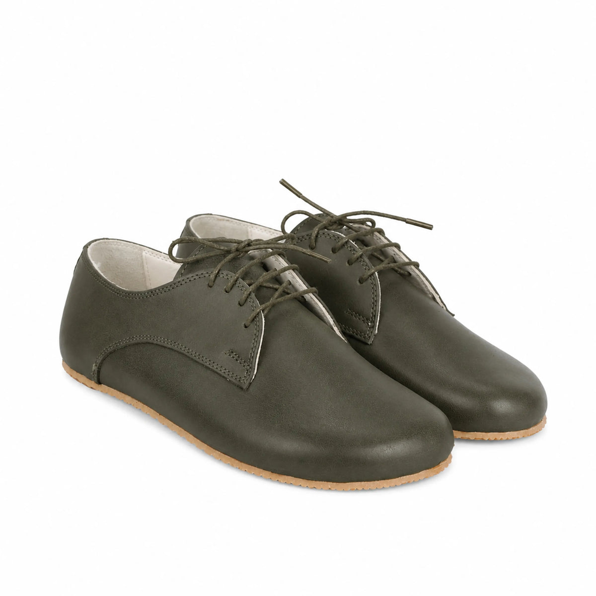 Smooth Barefoot Oxford Shoes – Rubber Sole – Olive Green