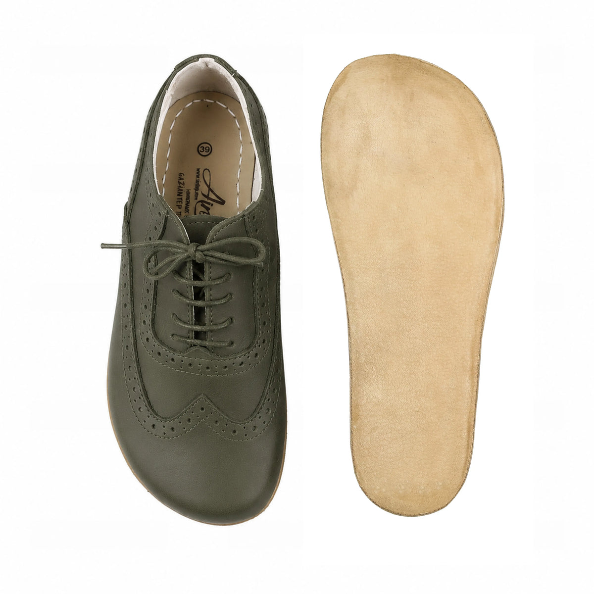 Smooth Barefoot Moccasin Shoes – Classic Sole — Leather Sole – Olive Green
