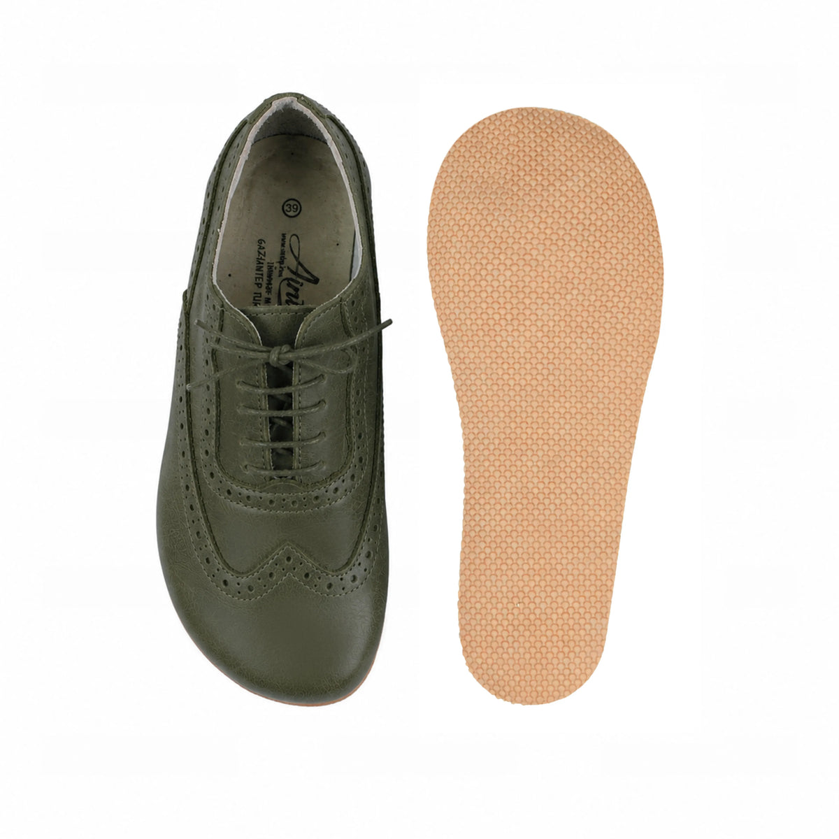 Smooth Barefoot Moccasin Shoes – Rubber Sole – Olive Green