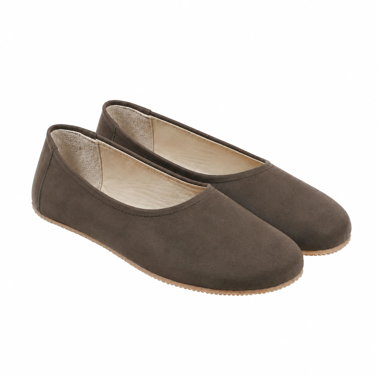Nubuck Barefoot Ballet Shoes – Rubber Sole – Smoked