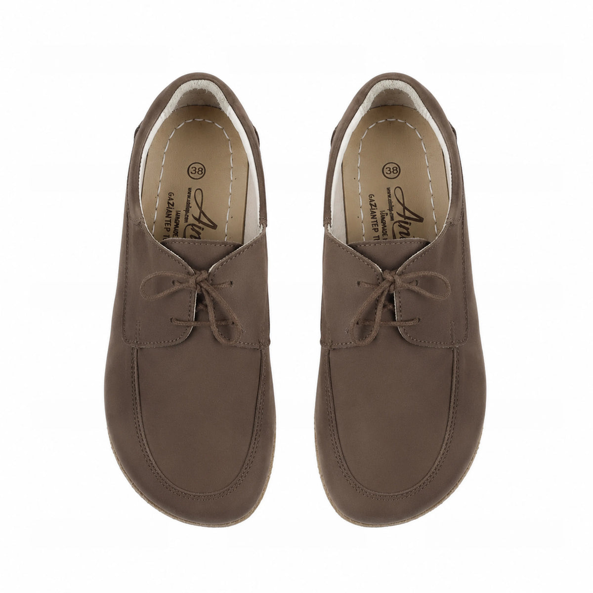 Nubuck Barefoot Laces Penny Loafer Shoes – Classic Sole — Leather Sole – Smoked