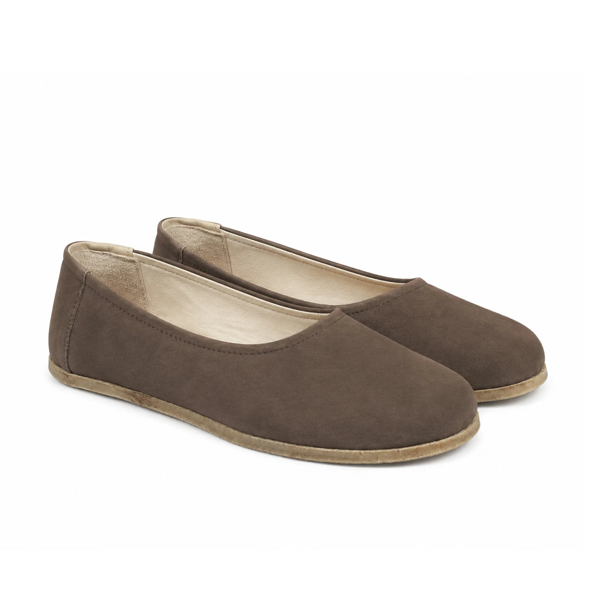 Nubuck Barefoot Ballet Shoes – Classic Sole — Leather Sole – Smoked