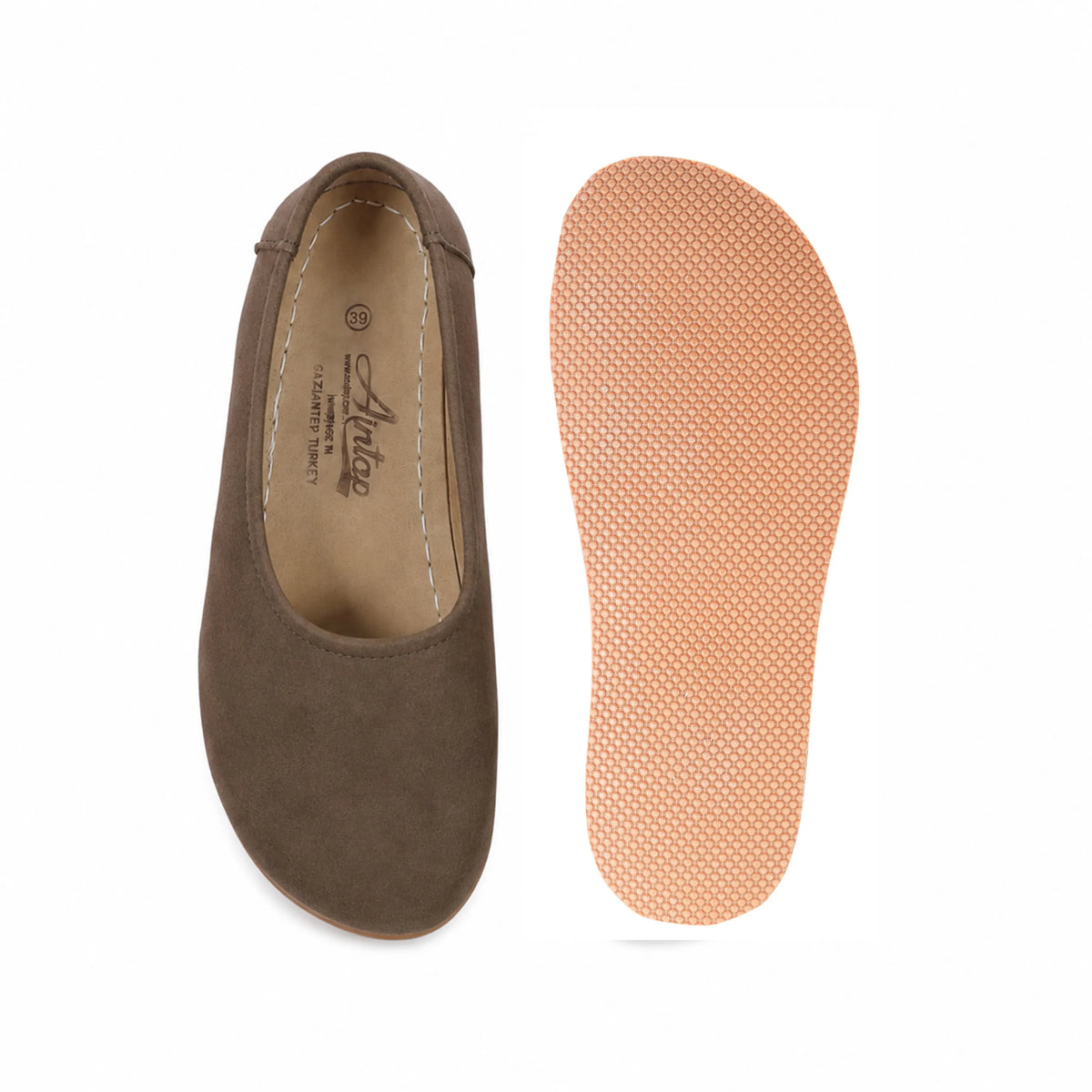 Nubuck Barefoot Ballet Shoes – Rubber Sole – Smoked