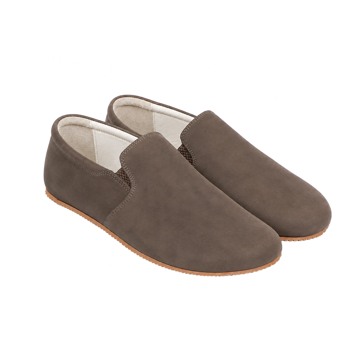 Nubuck Barefoot Slip-On Shoes – Rubber Sole – Smoked