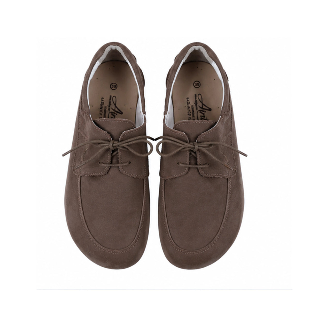 Nubuck Barefoot Laces Penny Loafer Shoes – Rubber Sole – Smoked
