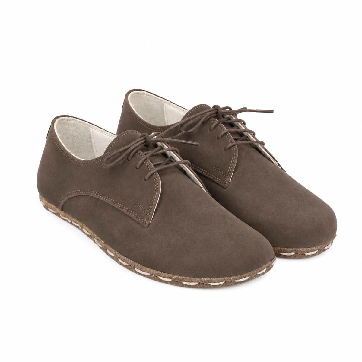 Nubuck Barefoot Oxford Shoes — Leather Sole – Smoked