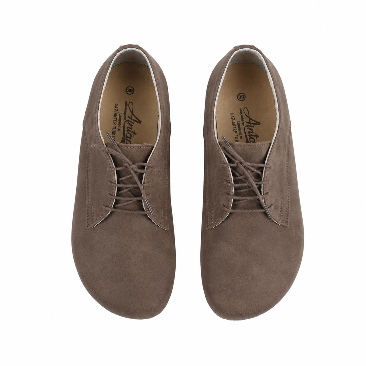 Nubuck Barefoot Oxford Shoes – Rubber Sole – Smoked