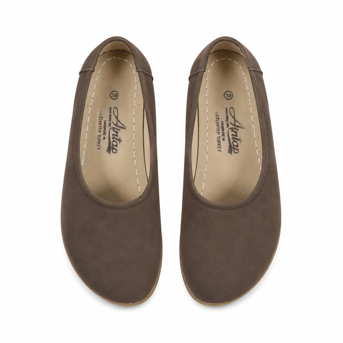 Nubuck Barefoot Ballet Shoes – Classic Sole — Leather Sole – Smoked