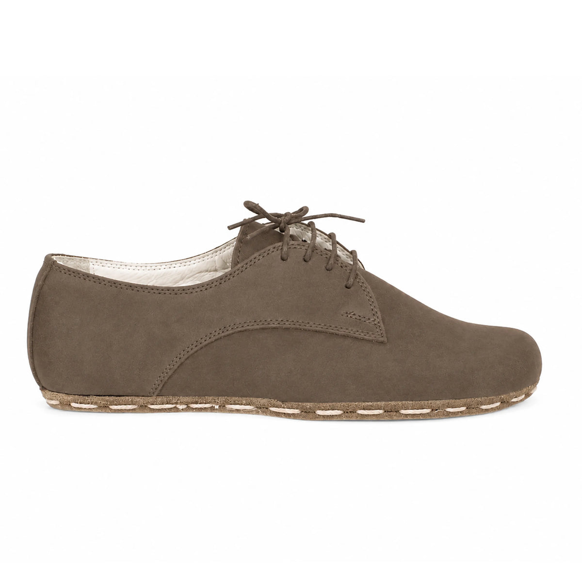 Nubuck Barefoot Oxford Shoes — Leather Sole – Smoked