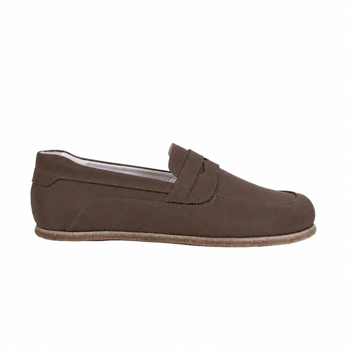 Nubuck Barefoot Penny Loafer Shoes – Classic Sole — Leather Sole – Smoked