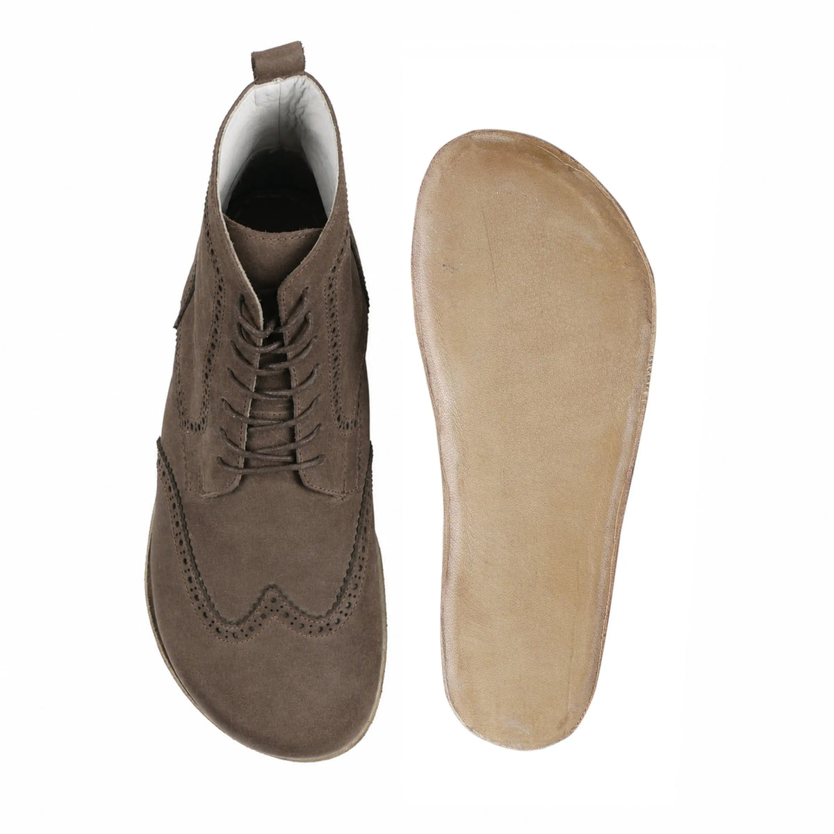 Nubuck Barefoot Moccasin Boots Shoes – Classic Sole — Leather Sole – Smoked