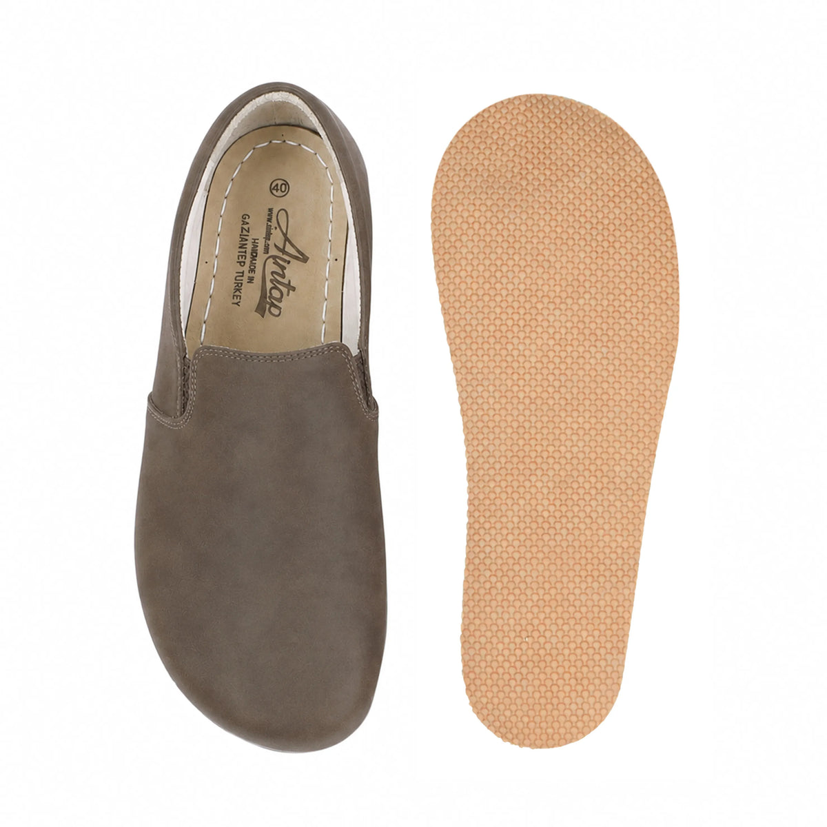Nubuck Barefoot Slip-On Shoes – Rubber Sole – Smoked