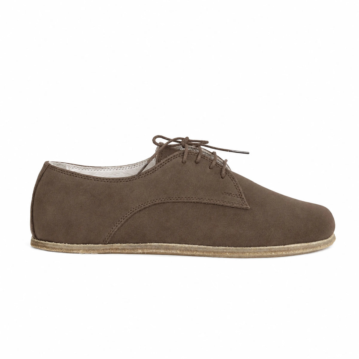 Nubuck Barefoot Oxford Shoes – Classic Sole — Leather Sole – Smoked