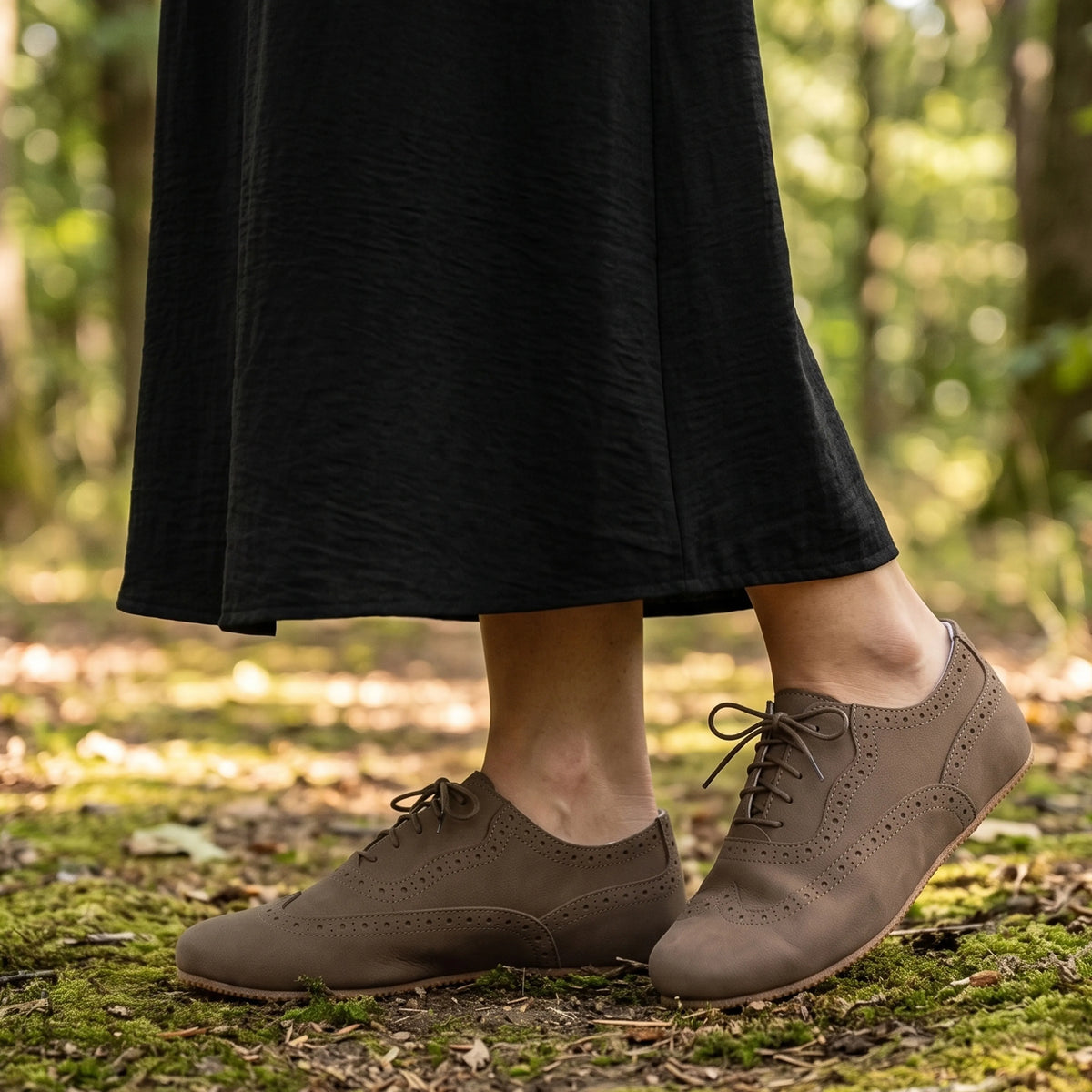 Nubuck Barefoot Moccasin Shoes – Rubber Sole – Smoked