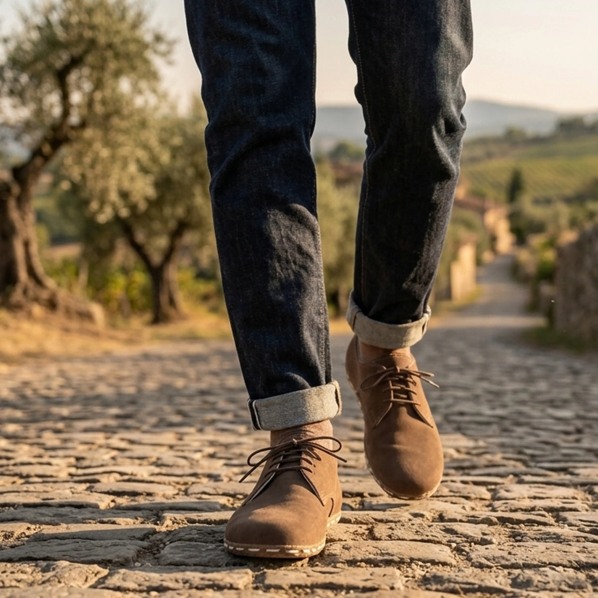 Nubuck Barefoot Oxford Shoes — Leather Sole – Smoked