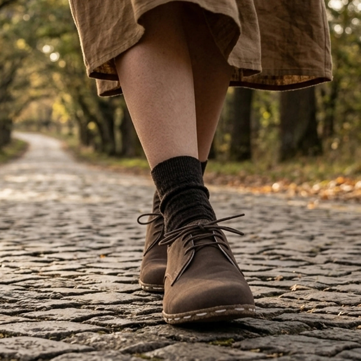 Nubuck Barefoot Oxford Shoes — Leather Sole – Smoked