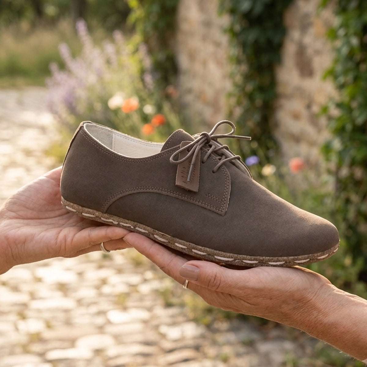 Nubuck Barefoot Oxford Shoes — Leather Sole – Smoked