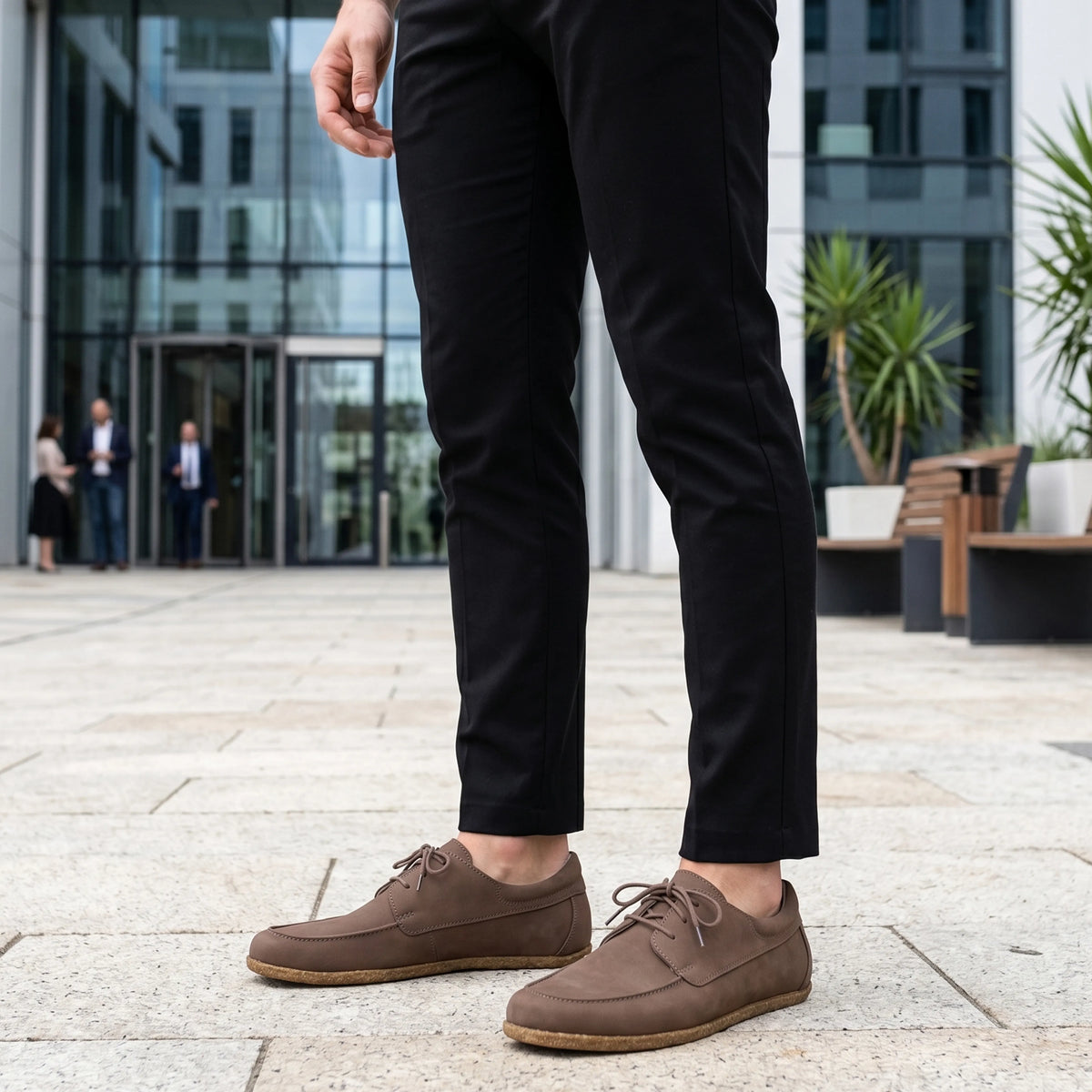 Nubuck Barefoot Laces Penny Loafer Shoes – Classic Sole — Leather Sole – Smoked